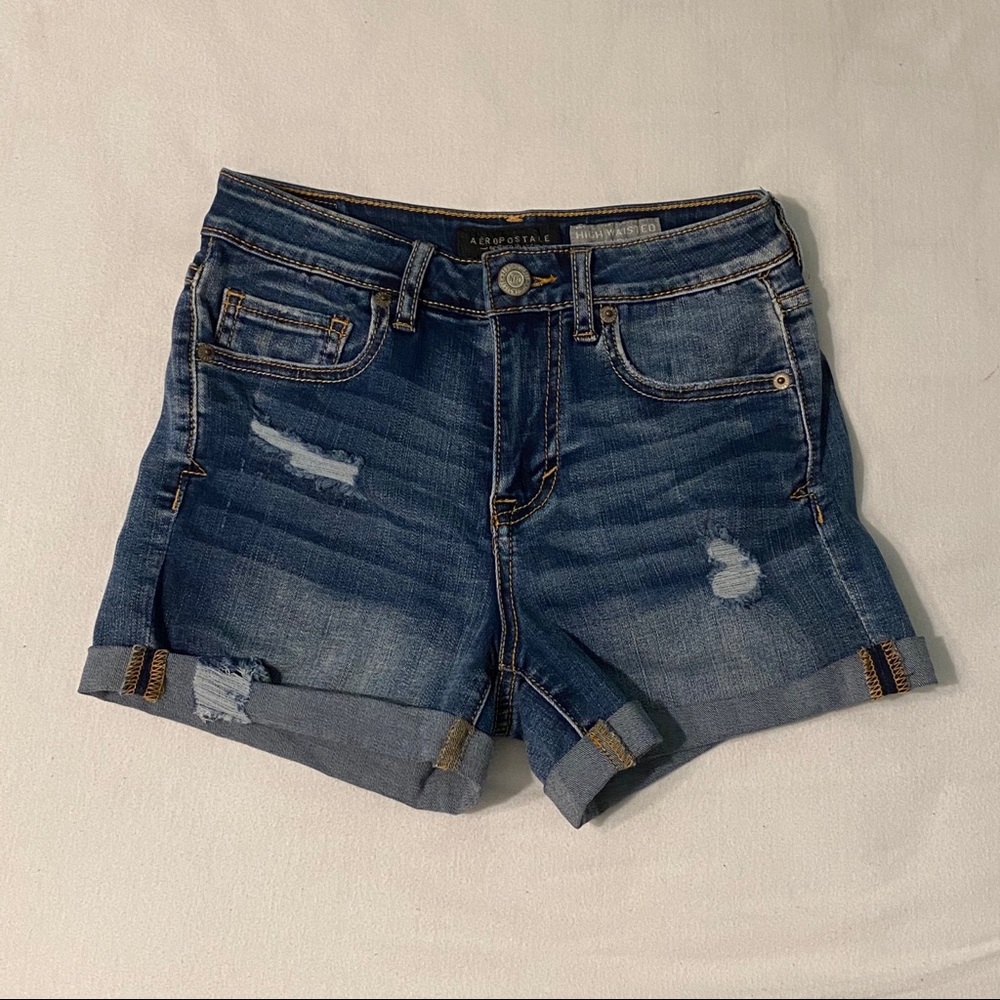 Aeropostale High Waisted Midi Jean Shorts